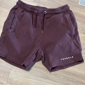 YoungLA Womens Burgundy Athletic Drawstring Shorts